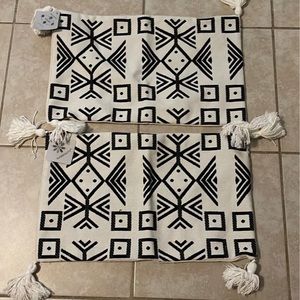 Pillow Covers Lumbar Set 2 Rectangle Jacquard Pattern Black Pillow Cover 12x20